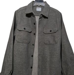 Mens Charcoal Button-Up Shirt Jacket